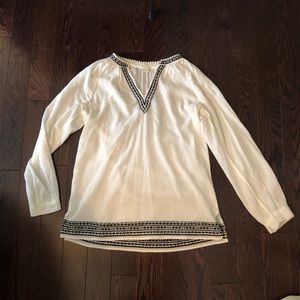 J. Crew white with black trim tunic top. Size S